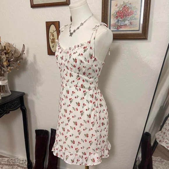 Cherry Coquette Ruffle Mini Valentines Dress - Picture 2 of 6